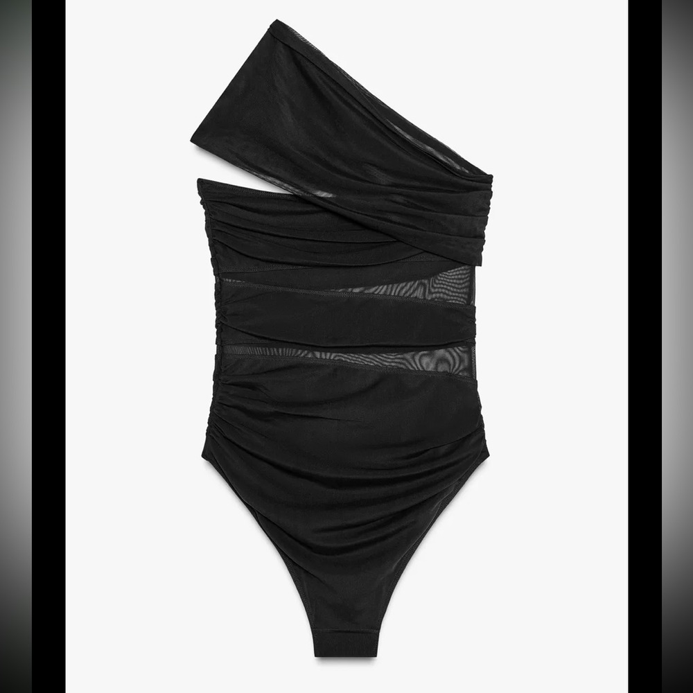 Zara asymmetric tulle cut out swimsuit - Picture 7 of 11
